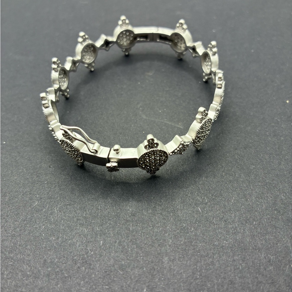 Freida Rothman Stunning Sterling Silver Bangle Bracelet with CZ stones